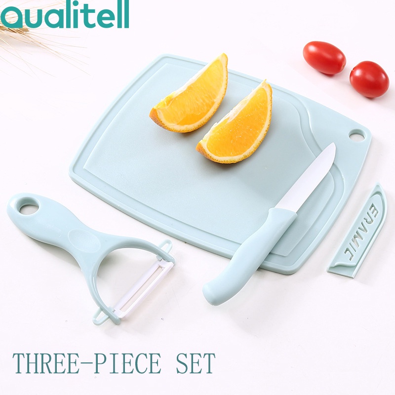 Qualitell Kitchen threepiece ceramic fruit knife set mini plastic