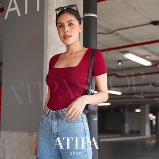 Atipashop - Leila bodysuit บอดี้สูมแขนสั้น คอเหลี่ยม