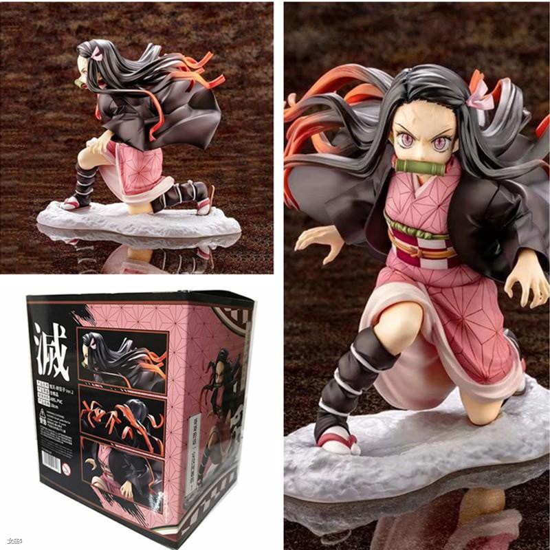 ของเล นฟ กเกอร ต วการ ต น 15 ซม 15cm Anime Figurine Demon Slayer Kimetsu No Yaiba Kamado Nezuko Figure Pvc Model Toys Japan Comic Character Change Face 1 132