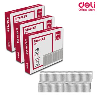 Deli 0013 Staples ลวดเย็บกระดาษเบอร์ 23/13 (80 Sheets) เย็บได้ 1000 ครั้ง (ยกลัง 200 กล่อง) ลูกแม็ก แม็ค ลวดเย็บกระดาษ