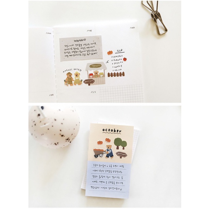 สติกเกอร์ไนล่อน ลายหมีน่ารัก สไตล์เกาหลี สําหรับตกแต่งสมุดไดอารี่ สมุดไดอารี่ Diy - รูปที่ 5