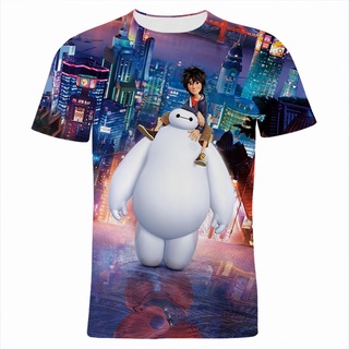 ใหม่ เสื้อยืดลําลอง แขนสั้น พิมพ์ลาย Big Hero 6 3D แฟชั่นสําหรับผู้ชาย ผู้หญิง