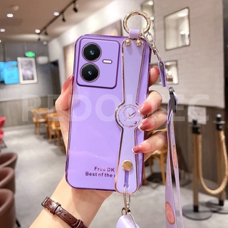 เคส VIVO Y22 Y01 Y02S Y73 6D สายรัดข้อมือเคสโทรศัพท์พร้อมสายคล้องไหล่แบบยาวกระเป๋าสะพายข้างพร้อมตัวป้องกันกล้อง