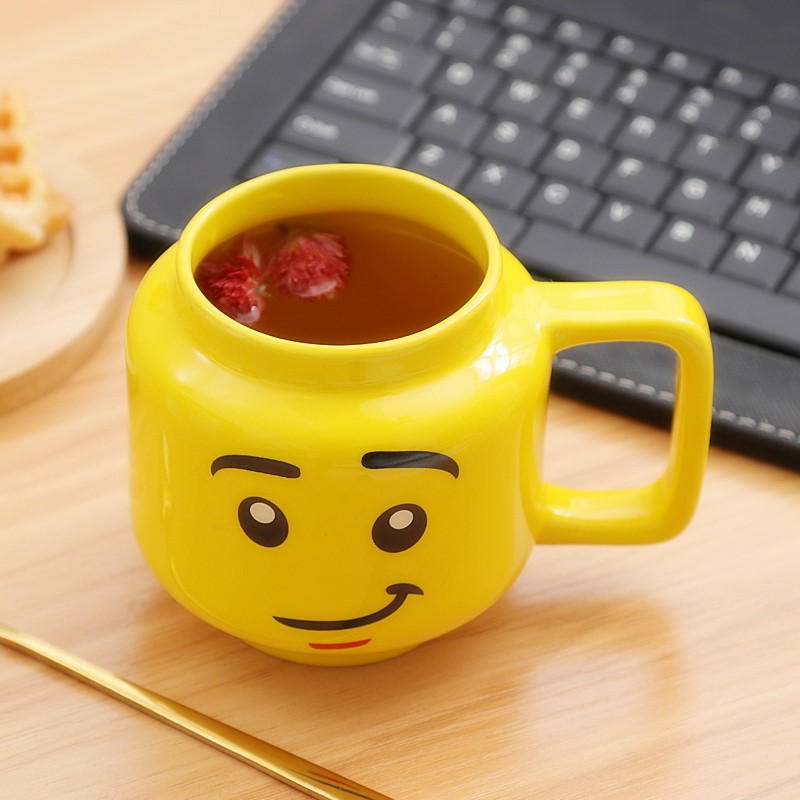 แก้ว♈Lego Lego Ceramic Cup Minifigure Head Ceramic Cup LEGO Cute Smile ...