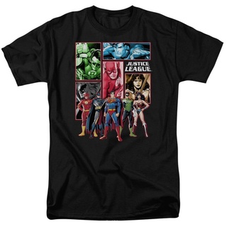 เสื้อยืดคอกลม แขนสั้น ผ้าฝ้าย 100% พิมพ์ลาย Justice legue of America Superman, Batman, Wonder Woman, Flash, and Green La