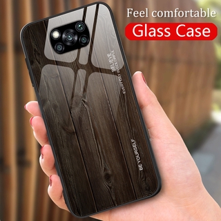 เคสโทรศัพท์กระจก แบบแข็ง ลายไม้ สำหรับ Xiaomi Poco X3 Pro NFC Pocophone X3 Pocox3 Pro X3Pro เคสแข็งเคสแฟชั่นปก Xiomi Poco X3Pro Phone Case