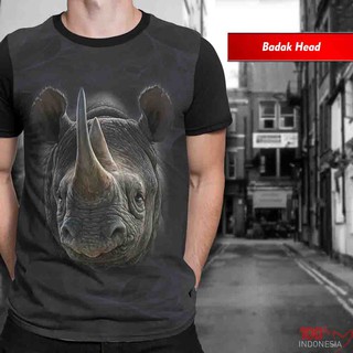 เสื้อยืดลายกราฟฟิก Rhino Head