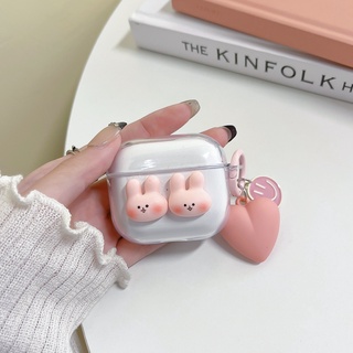 เคสหูฟัง TPU นิ่ม แบบใส ลายกระต่ายน่ารัก พร้อมจี้ห้อย สําหรับ Lenovo thinkplus Liveods LP40 LP40