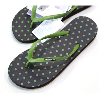 จุดน้ำตาลเขียว รองเท้าแตะฮิปโปบลู  ฺBrown Green Dot Hippo shoe  No.36-37-38-39-40