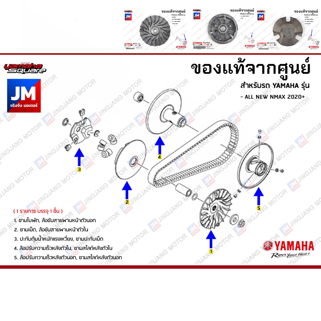 ชุดห้องสายพาน ชามหน้า ล้อขับ ชามหลัง เเท้ศูนย์ YAMAHA ALL NEW NMAX 2020-2023