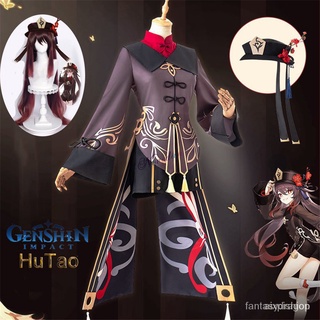 Genshin Impact Hutao Cosplay Costume Uniform Wig Cosplay Anime Game Hu Tao Chinese Style Halloween