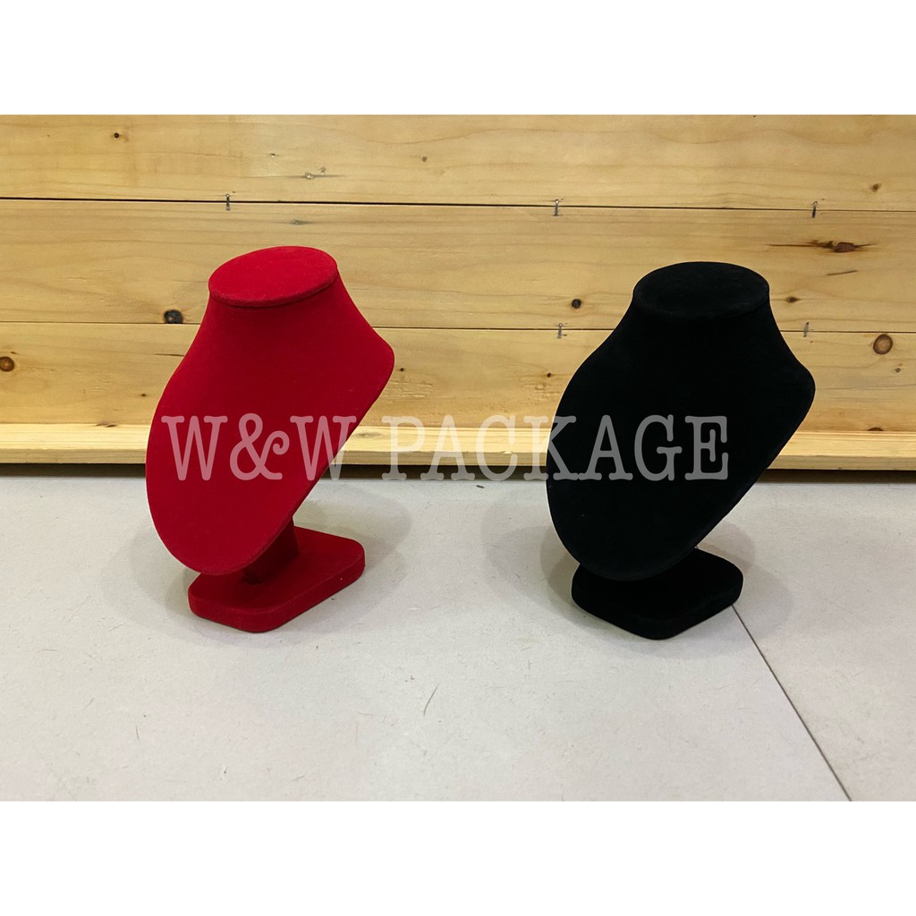 คอสร้อยเห็ดจิ๋ว สูง 16 cm. ที่โชว์สร้อย คอโชว์สร้อย งานกำมะหยี่ งานไทย มี2สี แดง ดำ พร้อมส่ง by W&W 