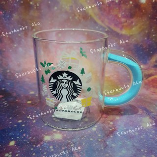 Starbucks แก้วใสหูกากเพชร ใส่น้ำเย็นเปลี่ยนสี 10oz.