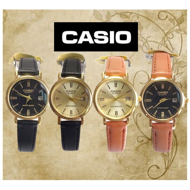 ㍿(กล่อง+คู่มือ) casio นาฬิกาข้อมือผู้ชายและผู้หญิง สายหนัง กันน้ำ หน้าปัดทอง นาฬิกาแฟชั่น ควอตซ์หญิง นาฬิกาcasio RC622