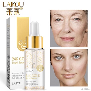 Laikou 15ml 24k Gold Serum Vitamin C Facial Serum Essence Hyaluronic Acid Cream Anti Wrinkle Whitening Face Care Essence