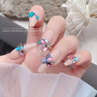 50 ชิ้นคริสตัลทะเลสีฟ้าลิตเติ้ลสตาร์เล็บเครื่องประดับ/ผสมสีห้าแฉกดาวแบนเครื่องประดับเล็บ