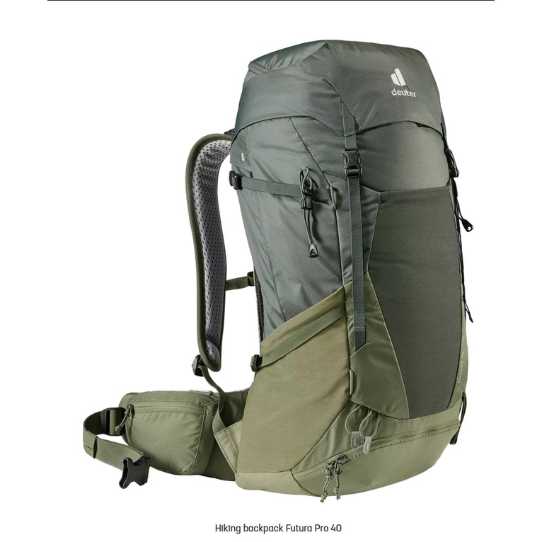 เป้ deuter รุ่น Futura Pro 40 โลโก้ใหม่ ปี 2021 สีเขียว Ivy Khaki , สีดำ - เทา Black Graphite
