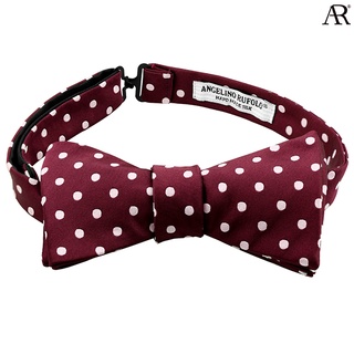 ANGELINO RUFOLO Bow Tie Tying(โบว์หูกระต่ายแบบผูกเอง) ผ้าไหมทออิตาลี่คุณภาพเยี่ยม ดีไซน์ Polka Dot สีเลือดหมู/กรมท่า/ดำ