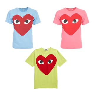 พร้อมส่ง Play Comme des garçons รุ่นใหม่ 2020: เสื้อกอม เสื้อยืดแขนสั้นสีพื้น หัวใจแดงใหญ่ ของแท้จากช็อปญี่ปุ่น