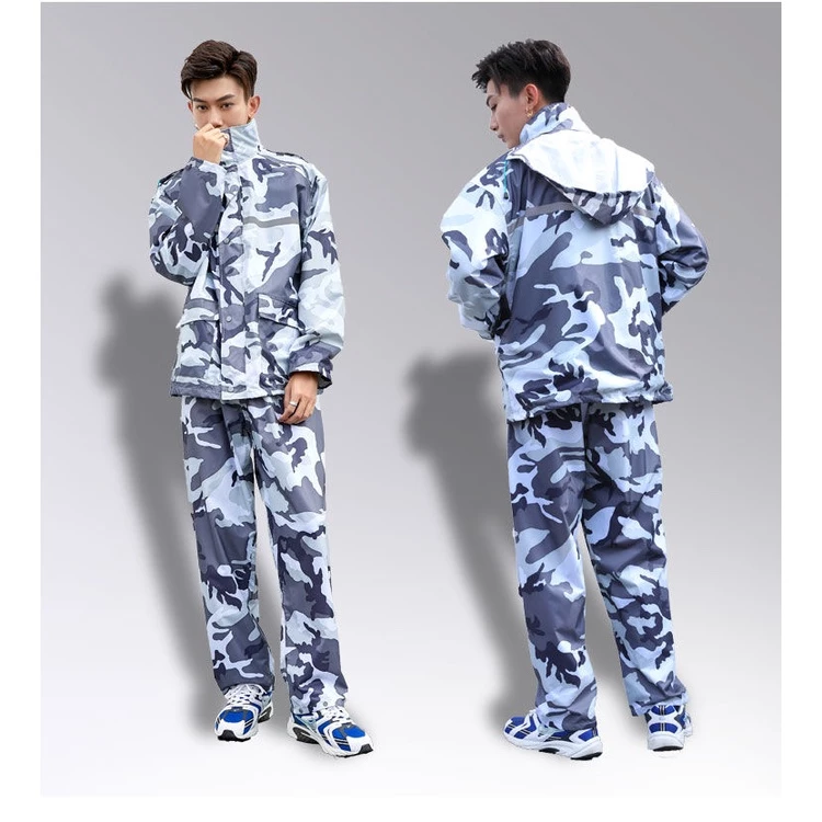 เสื้อกันฝนพร้อมหน้ากาก แถบสะท้อนแสง สีขาว thumbnail 3