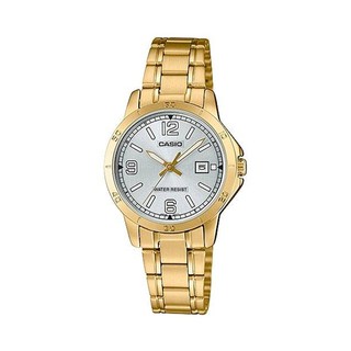 Casio Standard นาฬิกาข้อมือผู้หญิง สายสแตนเลส สีทอง รุ่น LTP-V004G,LTP-V004G-7B2,LTP-V004G-7B2UDF