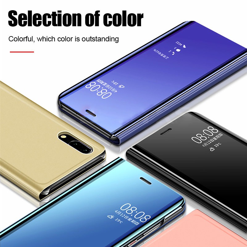 MobileCare Huawei P30 P40 Pro, Huawei Y7 Y9 Pro 2019, Nova 3i 4 5 5i 5T Mirror View Foldable Flip  Stand PU Leather เคส