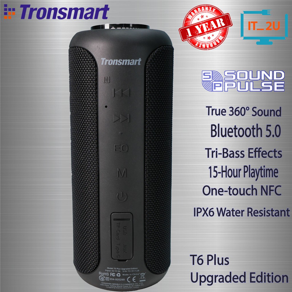 Tronsmart T6 Plus Upgraded Edition SoundPulse™ Bluetooth Speaker(ลำโพงบ ...