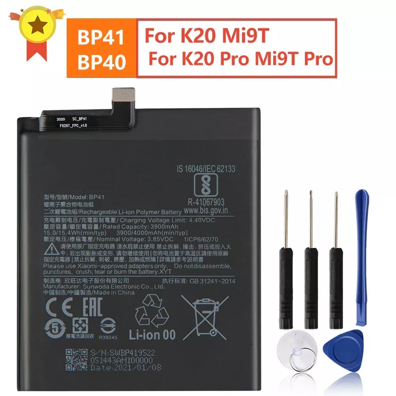 แบตเตอรี่ BP41 BP40สำหรับ Xiaomi Redmi K20 Pro Mi 9T Pro Mi9T Redmi K20Pro 3900MAh