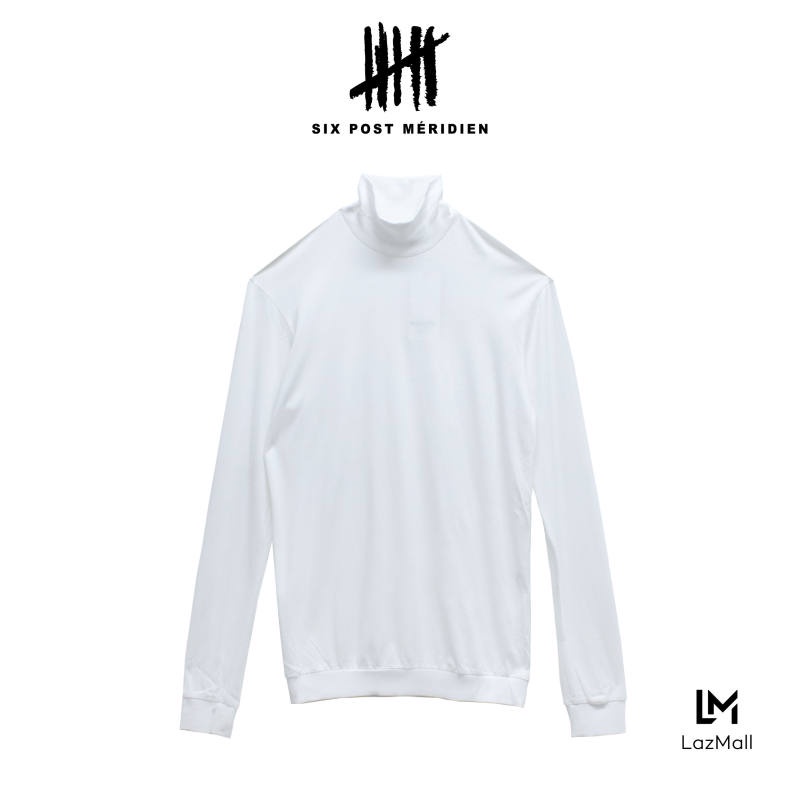 SIX P.M. PLAYMORE WARM MORE T-SHIRT / เสื้อยืด คอเต่า แขนยาว ผ้าระบายอากาศดี ใส่สบาย สีขาว / PM01TS1