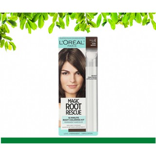 LOreal, Magic Root Rescue, 10 Minute Root Coloring Kit, 4 Dark Brown, 1 Application ลอรีอัล แมจิค รูท เรสคิว