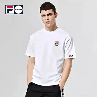 Fila. เสื้อยืดแขนสั้น ผ้าฝ้ายแท้ พิมพ์ลาย ทรงหลวม ขนาดใหญ่ เข้ากับทุกชุด แฟชั่นฤดูร้อน สําหรับผู้ชาย และผู้หญิง