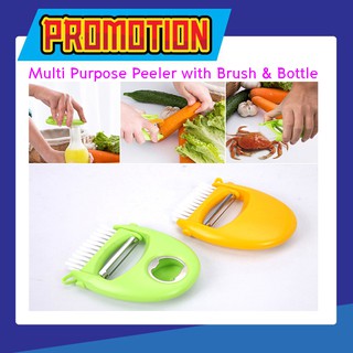 Multi-purpose Peeler with brush and bottle เครื่องตัดเครื่องปอกมันฝรั่งผักผลไม้ turnip ที่เปิดกระป๋อง มีดปอกผลไม้