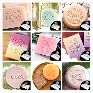 Love แสตมป์สบู่เรซิ่นใส ลายการ์ตูนดอกไม้ แฮนด์เมด DIY สําหรับวันวาเลนไทน์