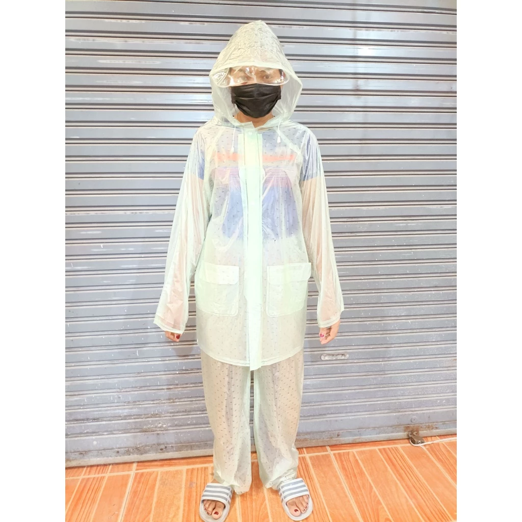 ชุดเสื้อกันฝน ตรามังกร เสื้อพร้อมกางเกง ผ้า PVC