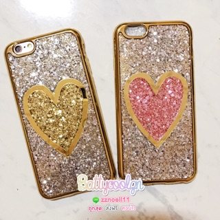 เคสขอบทองกากเพชรหัวใจ