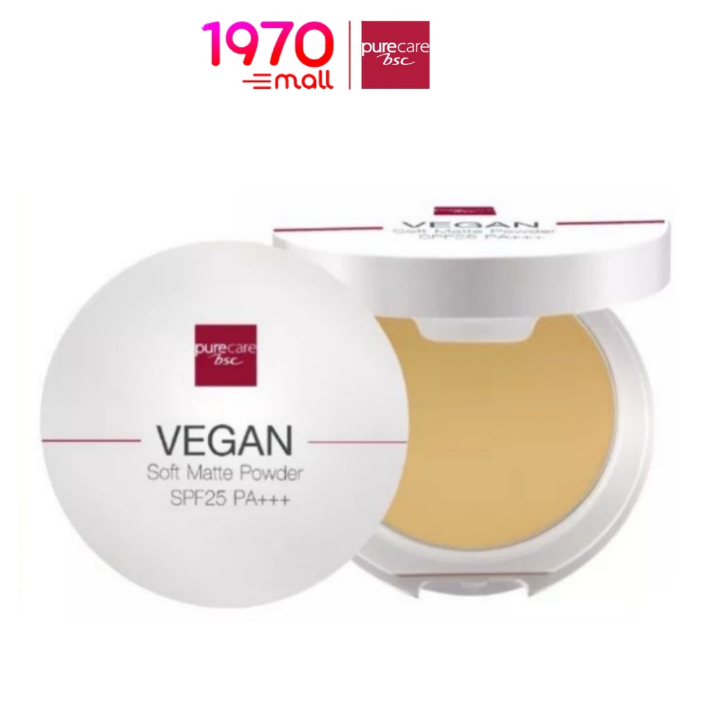 *[Outlet] PURE CARE VEGAN MATTE POWDER SPF 25 PA+++ 9.5g.แป้งผสมรองพื้น สูตรวีแกน เหมาะกับทุกสภาพผิว แม้ผิวบอบบางแพ้ง่าย