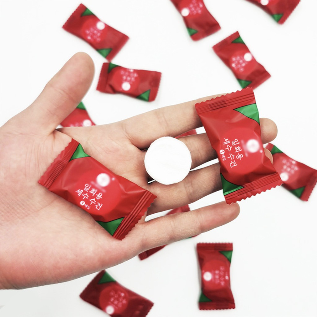 BEIKOTT ผ้าขนหนูอัดเม็ด ขนาดเล็ก ผ้าฝ้าย สำหรับพกพา ผ้าขนหนูเช็ดหน้า แบบใช้แล้วทิ้ง 20*22cm