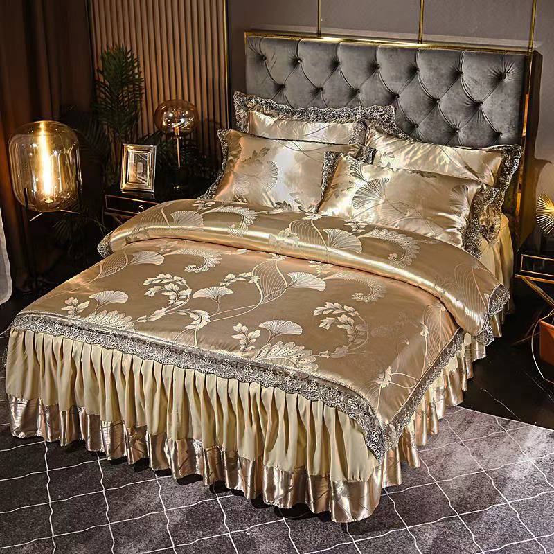 ชุดผ้าปูที่นอน ผ้าแพรนอนสบาย นุ่มเย็นนอนสบาย 5 ฟุต &amp; 6 ฟุต NV01-สีทอง
