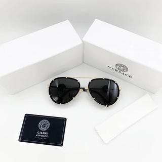 VERSACE VE2232 VINTAGE ICON PILOT CLIP-ON  SUNGLASSES ACETATE AND METAL IN BLACK แว่นตากันแดดแบรนด์เวอร์ซาเช่ สีดำ