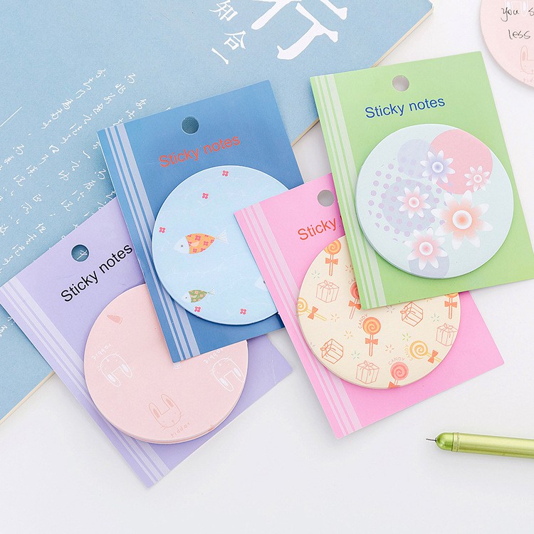 YUME 30 แผ่น Sticky Note Self-Adhesive N ครั้งวงกลมรูปแบบกระต่าย Ocean Flower Candy นักเรียนครูสํานั
