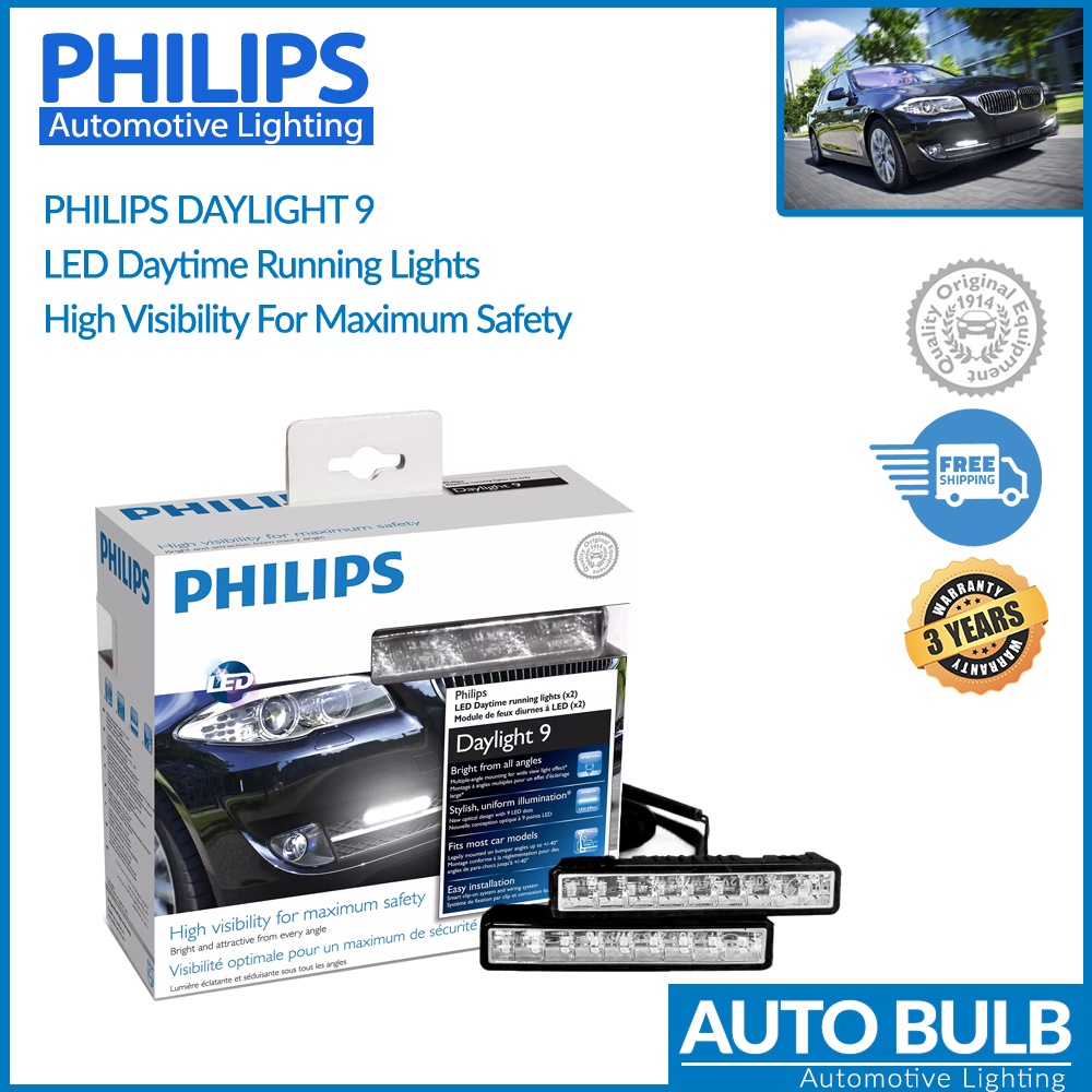 ไฟเดย์ไลท์ Philips Daylight 9 LED Daytime Running Lights รุ่นใหม่ล่าสุด ของแท้ ประกัน 3 ปี ผ่อน 0%