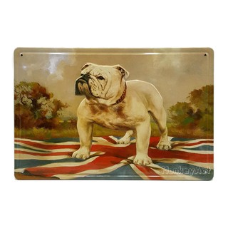 ป้ายสังกะสีวินเทจ The English Bulldog (ปั๊มนูน)