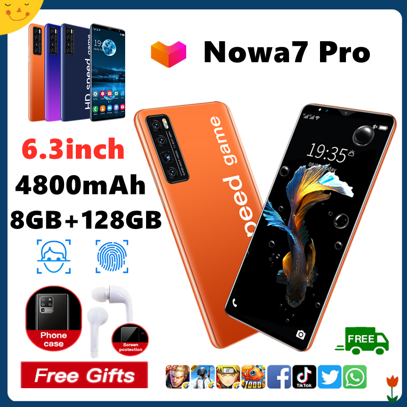 Nowa7Proโทรศัพท์มือถือ สมาร์ทโฟน 6.3นิ้ว RAM8GB ROM128GB แบตเตอรี่ 4800MAh  ปลดล็อกด้วยลายนิ้วมือ  โ