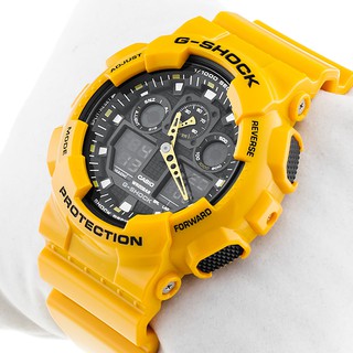 CASIO G-Shock นาฬิกาข้อมือผู้ชาย สายเรซิ่น รุ่น GA-100A-9A - Yellow