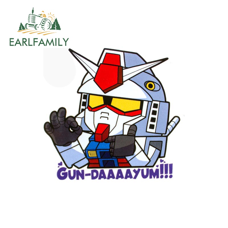 Earlfamily 13 ซม.Chibi Gundam รถสติกเกอร ์ ครีมกันแดด Simple Decals Scratch-Proof Trunk รถตกแต ่ ง VAN รถอุปกรณ ์ เสริม
