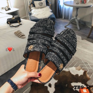 พร้อมส่ง👠👠คอลเลชั่นใหม่ล่าสุดของปีนี้ รองเท้าแตะTory Burch sandal งานผ้าทวิต