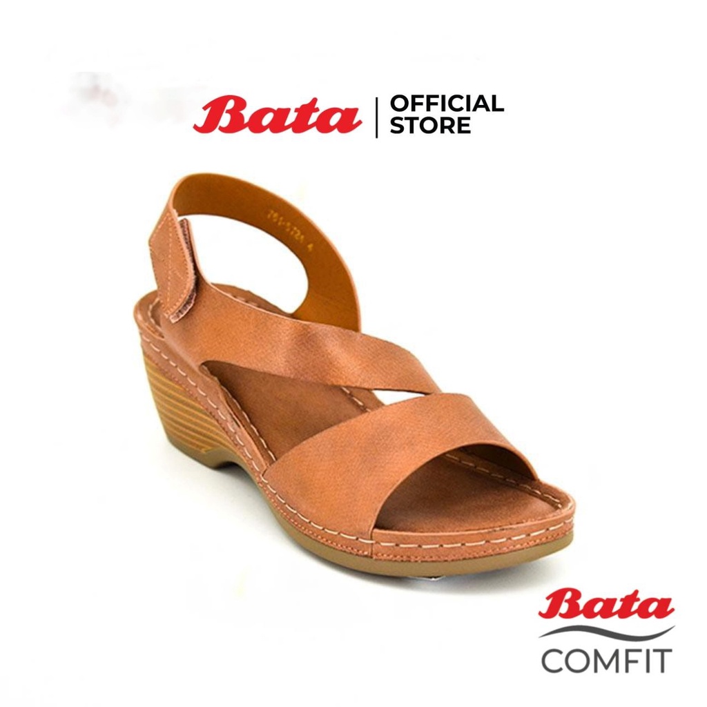Bata COMFIT รองเท้าแฟชั่นลำลอง WEDGE SANDAL แบบสวมรัดส้น สูง 2 นิ้ว สีชมพู รหัส 7615724