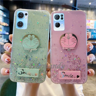 เคสโทรศัพท์ Hot Sale Phone Casing OPPO Reno7 7 Pro Reno6 Z Pro 5G Starry Sky Flash Drilling Cute Cartoon Doraemon TPU Transparent Soft Case เคส