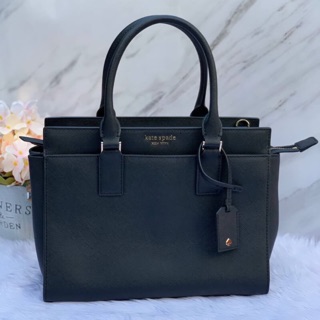 Kate Spade Medium Satchel Cameron WKRU5851  Saffiano Leather Bag  สี Black ขนาด 12"L x 6 "W x 8.5"H