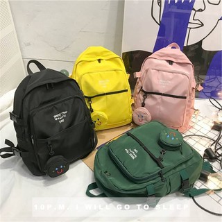 ทักแชทก่อนสั่ง 🕙 กระเป๋าเป้กันน้ำ มี 4 สี เหลือง เขียว ชมพู ดำ (Happy backpack)